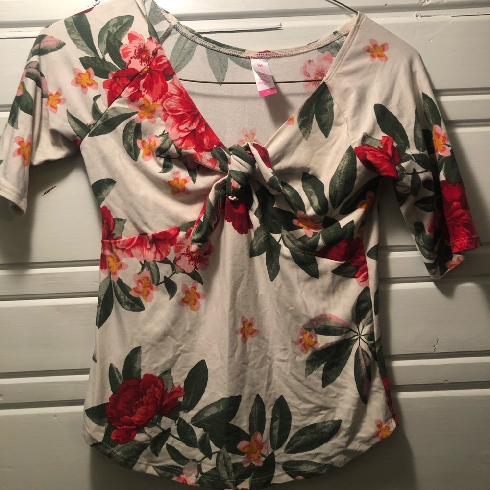 Floral tie front top